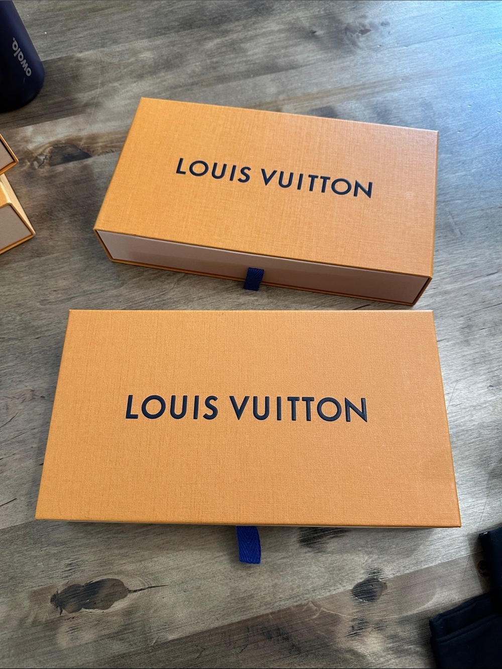 Louis Vuitton Orange Boxes with Navy Logo